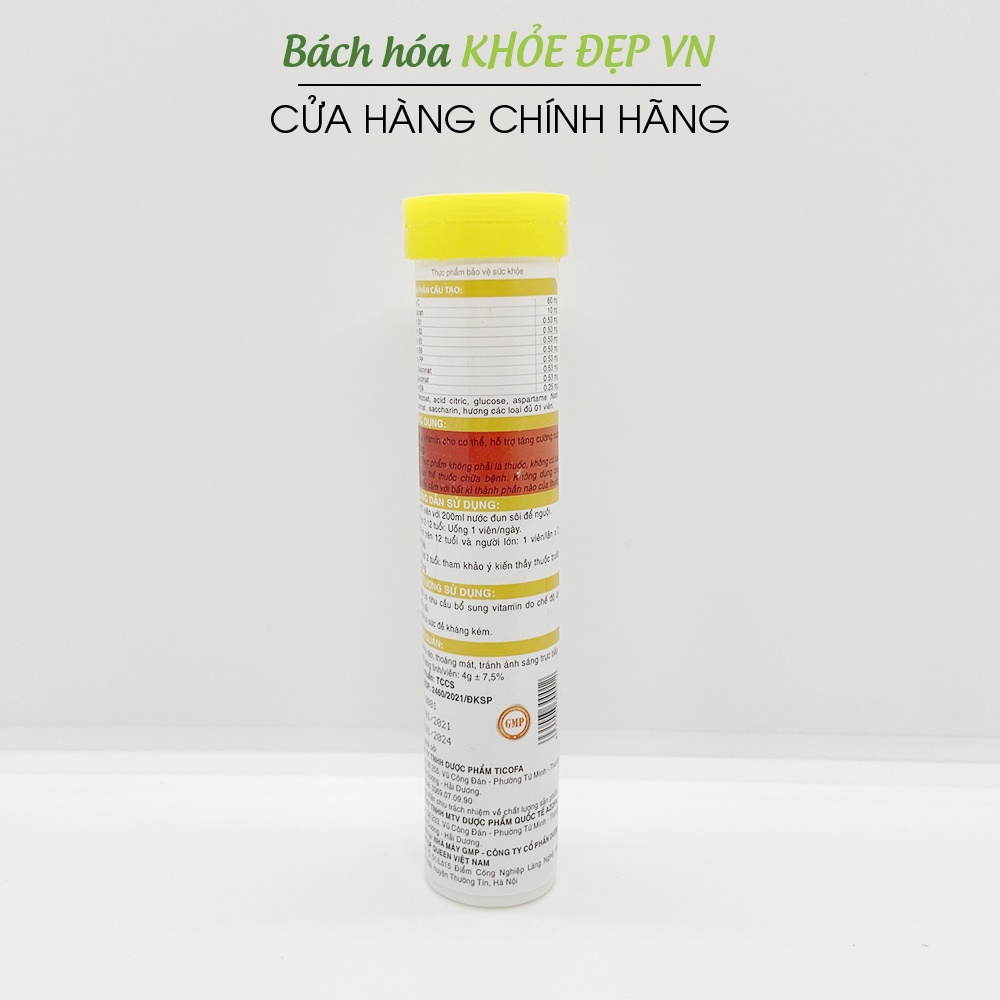 Viên sủi Hương vị dứa New mutivitaminfruit + Vitamin C, B, PP - Tuýp 20 viên | Thế Giới Skin Care