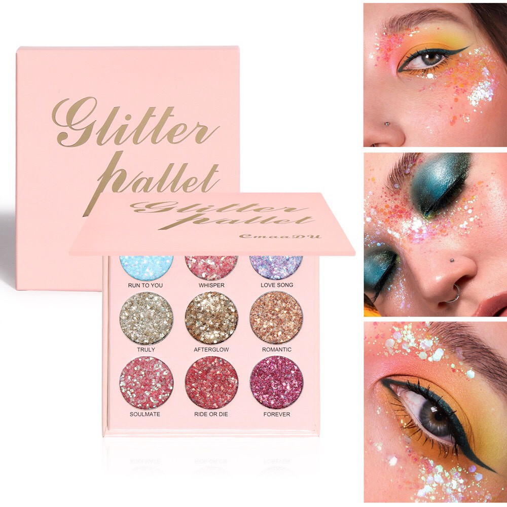 Nhũ mắt kim tuyến Cmaadu trang điểm mắt Glitter pallet