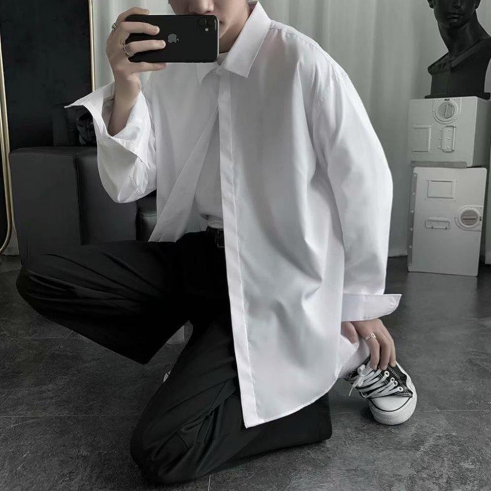 Áo sơ mi Nam TILAA FASHION cổ vest vải lụa dài tay form rộng unisex phong cách Hàn Quốc AS03 ་་