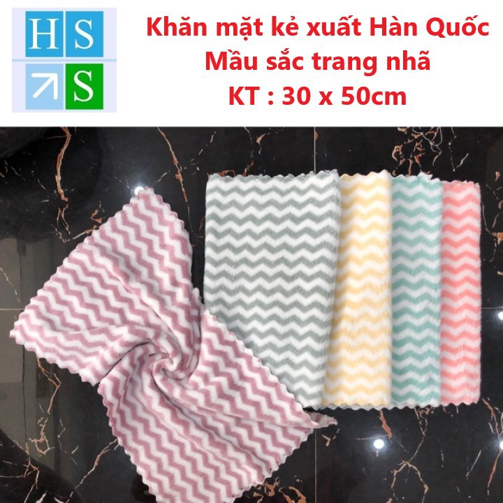 SET 10 KHĂN MẶT KẺ HÀN QUỐC (30 x 50) cực mềm mịn, thấm hút tốt (Hàng xuất khẩu Hàn Quốc) - NPP HS Shop Sài Gòn