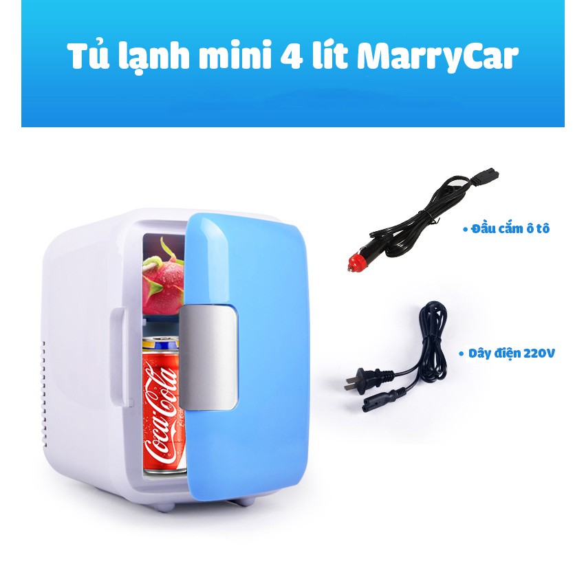 [Mã ELMS5 giảm 7% đơn 300K] Tủ lạnh mini 2 chế độ nóng lạnh 4 lít MarryCar MR-TL4L cho gia đình và ô tô