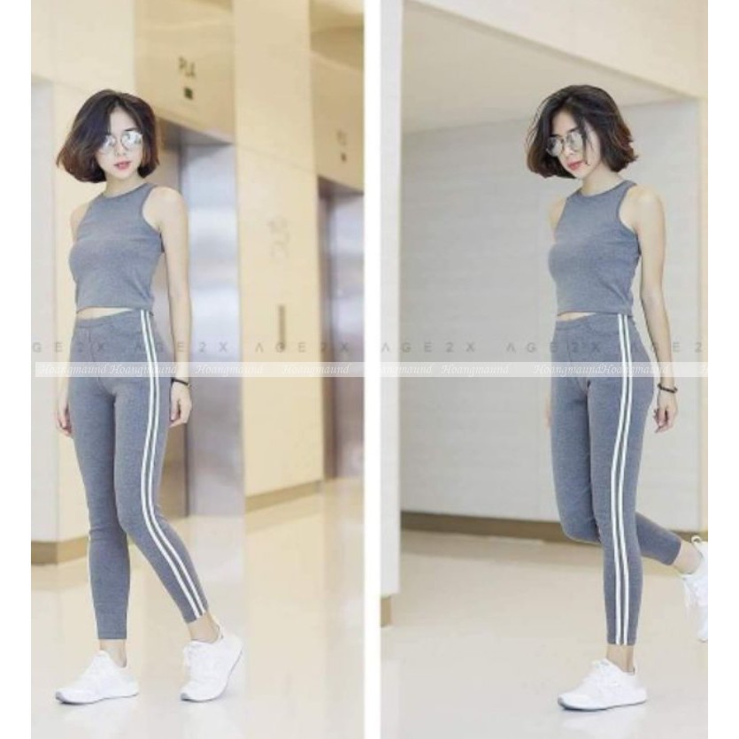 FREESHIP ĐƠN 99K_QUẦN LEGGING 2 SỌC THỂ THAO CÁ TÍNH CO GIÃN 4 CHIỀU . .