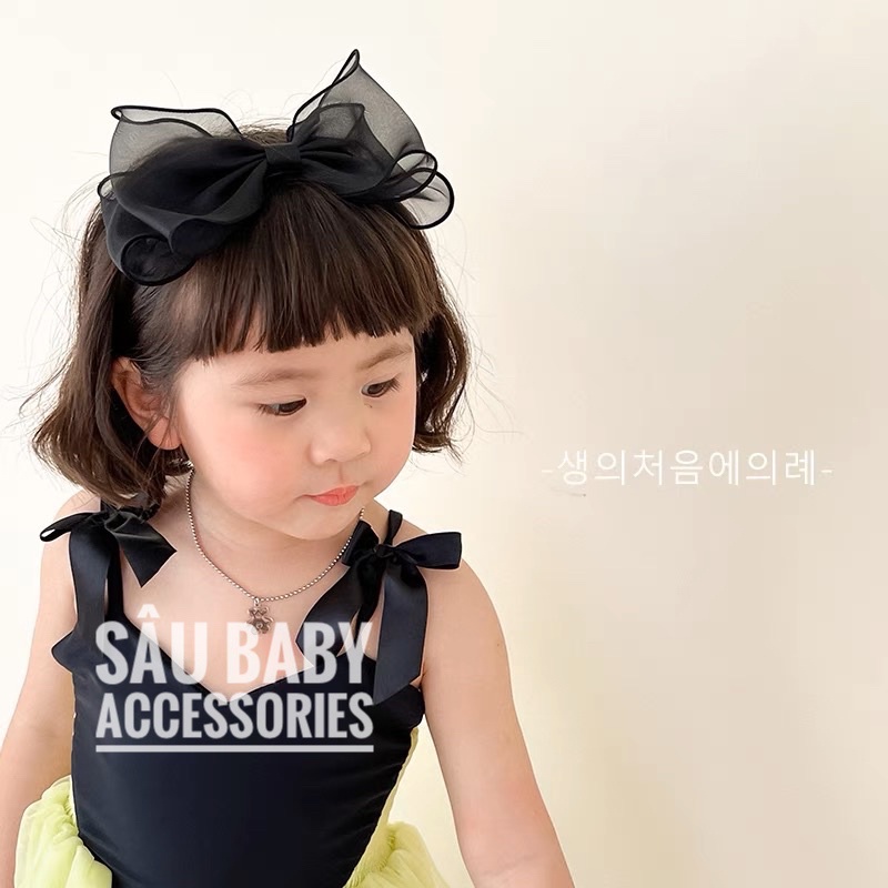 Bờm xươc tóc nơ voan bản to handmade công chúa cho bé