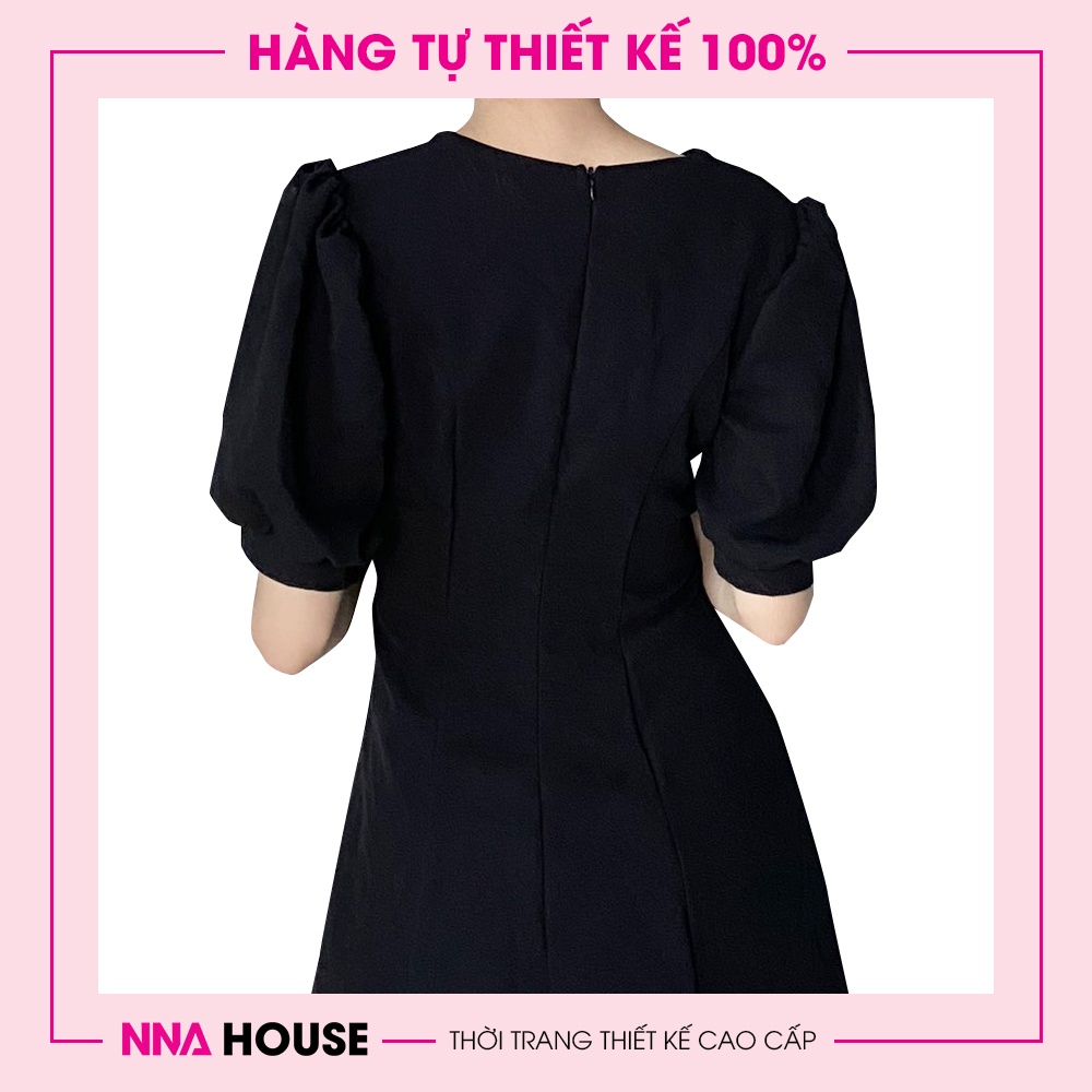 Váy xòe tay bồng cực xinh - Đầm đen dự tiệc xinh xắn sang trọng NNAHOUSE Mã NA214 | BigBuy360 - bigbuy360.vn
