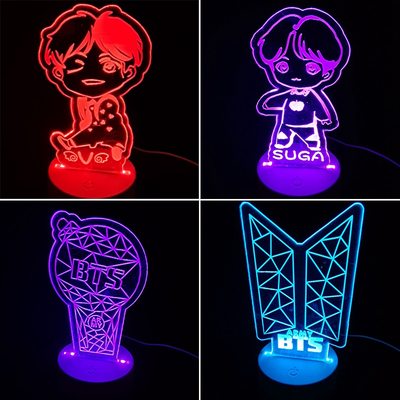 Đèn Led 3d Đổi Màu Hình Nhóm Nhạc Bts