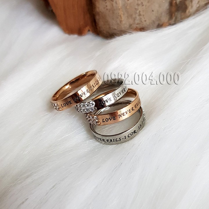 Nhẫn 2 hàng đá nữa vòng, nhẫn nữ, nhẫn nam NZ1713.