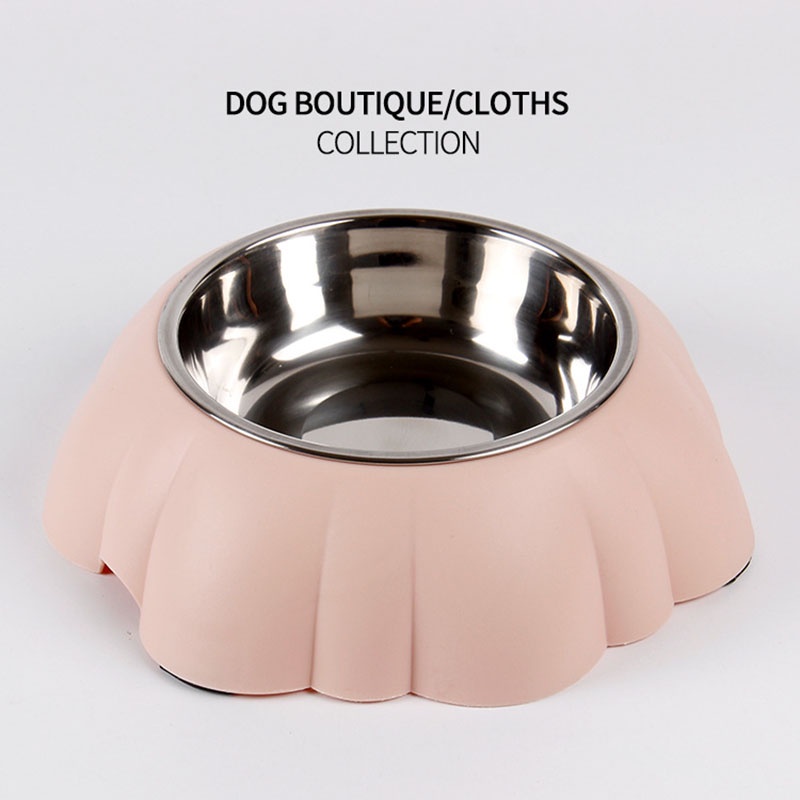 The New Petal-shaped Pet Bowl Stainless Steel Single Bowl Cat and Dog Food and Drinking Dual-use Pet Bowl Is Fashionable and Durable