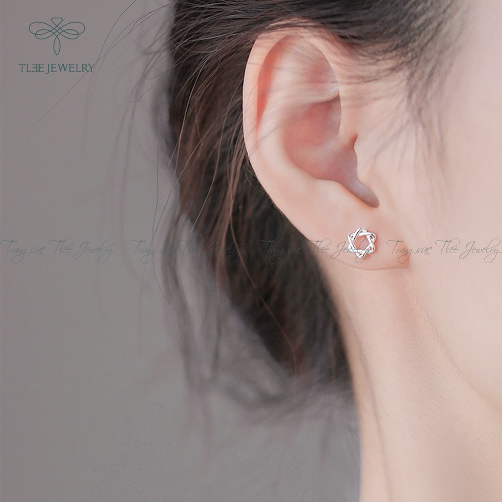 Khuyên tai bạc nữ TLEE bông tai sao đan trơn basic cá tính NCJ B0166