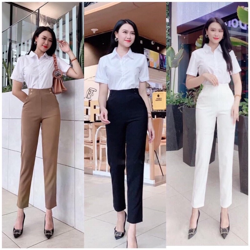 Quần baggy nữ [Ảnh thật] quần tây công sở mẫu mới thiết kế khoá lưng sang chảnh