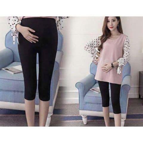 Quần bầu Legging Cạp Chun chất liệu cotton hè thoáng mát, có dây kéo điều chỉnh thiết kế bởi Joamom