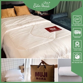 Ruột Chăn Gối Muji [HÀNG XUẤT NHẬT], Ruột Gối Nằm, Ruột Chăn Đông, Ruột Chăn Hè - Ruột Bông Trắng An Toàn, Có Túi, mác