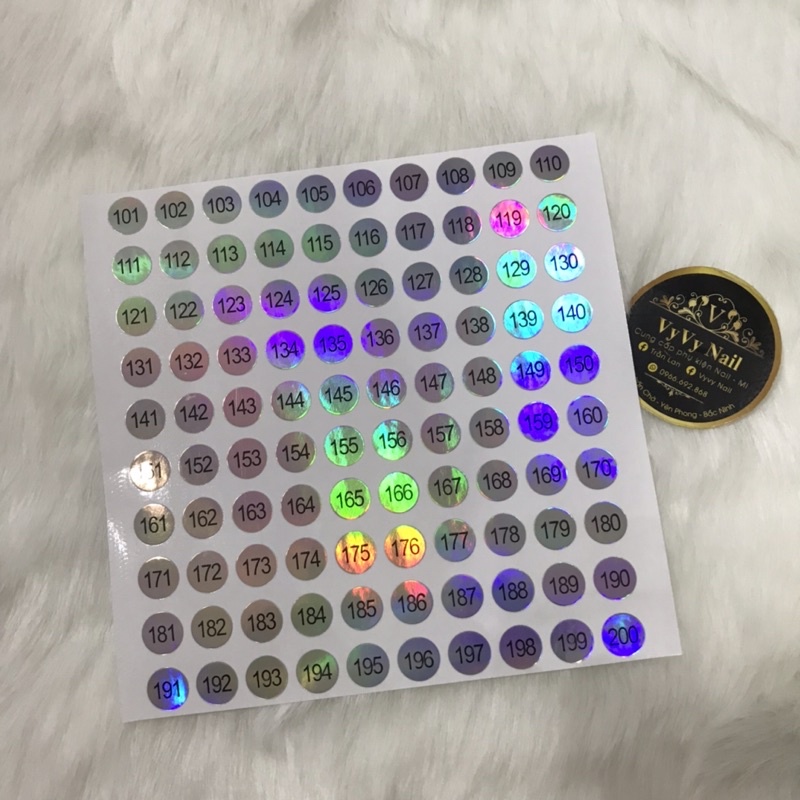 Tem dán số 01-200 làm bảng màu