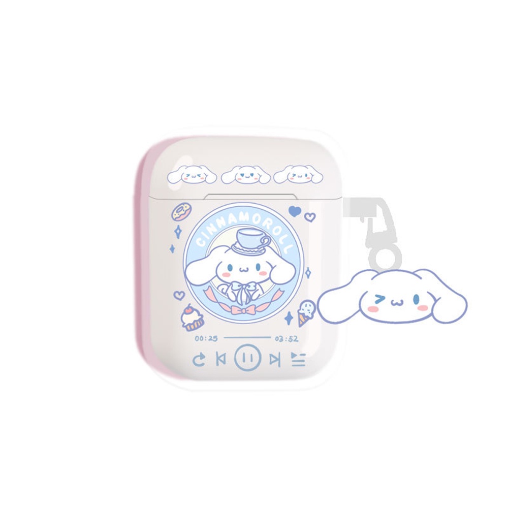 Vỏ Bảo Vệ Hộp Sạc Tai Nghe AirPods1 / 2 Pro Màu Đen Nhám Họa Tiết Hoạt Hình Cinnamoroll Dễ Thương