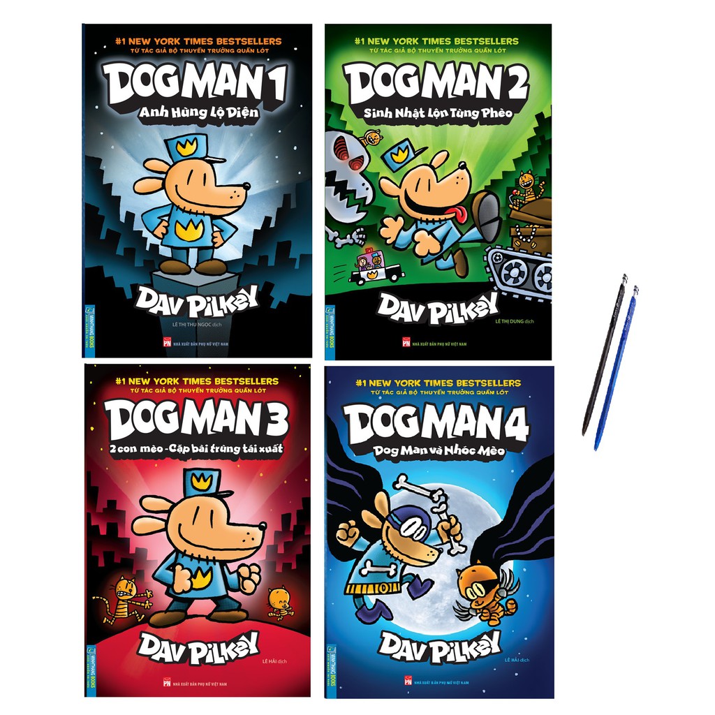 Sách - Combo 4 cuốn Dog Man tập 1 đến tập 4 (Tặng Bút)