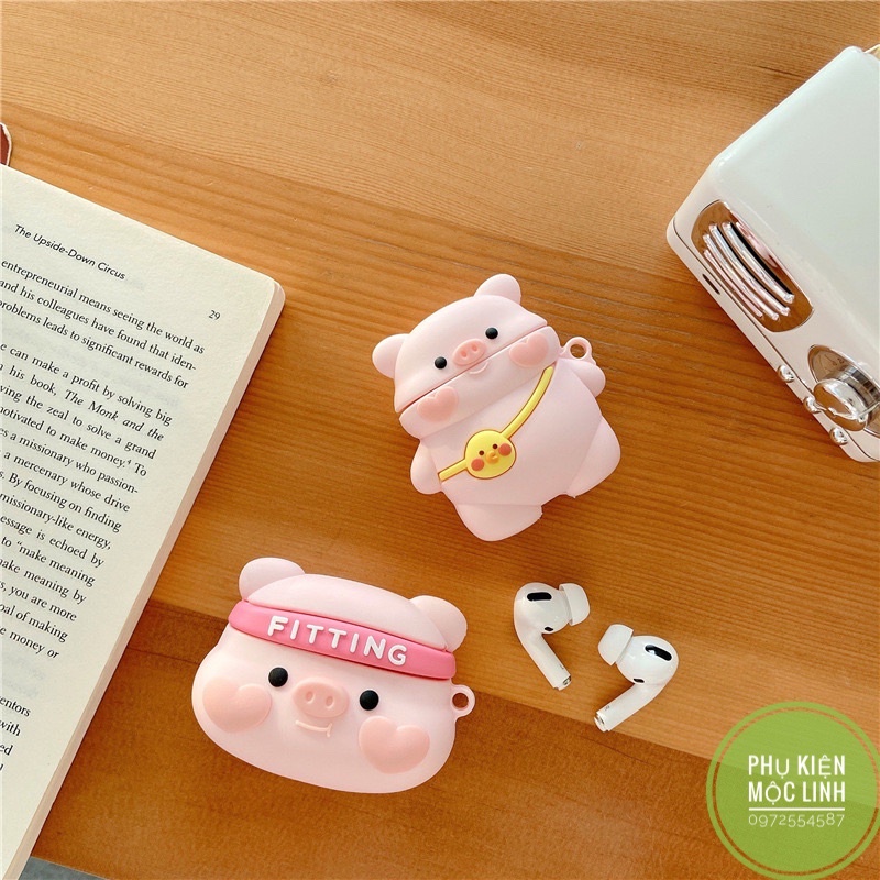 Case Airpod 1 2 Pro | Pro 2 2022 | 3 2021 -Vỏ bao bọc Pink Pig Cover đựng tai nghe không dây airpods silicon Heo Fitting