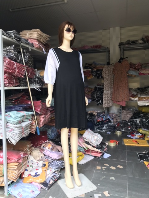 Váy bầu tay lỡ trẻ trung chất coton