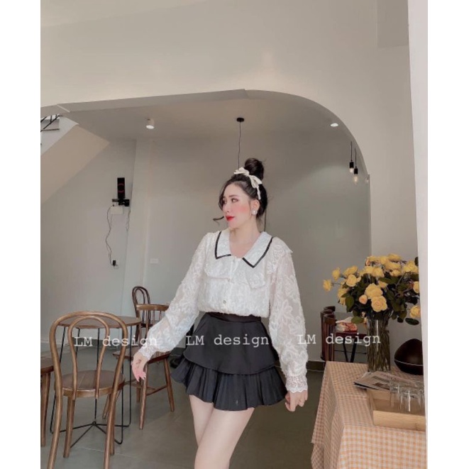 SET ÁO SƠ MI REN CHÂN VÁY XOÈ SIÊU XINH SANG CHẢNH🍋🍋🍋