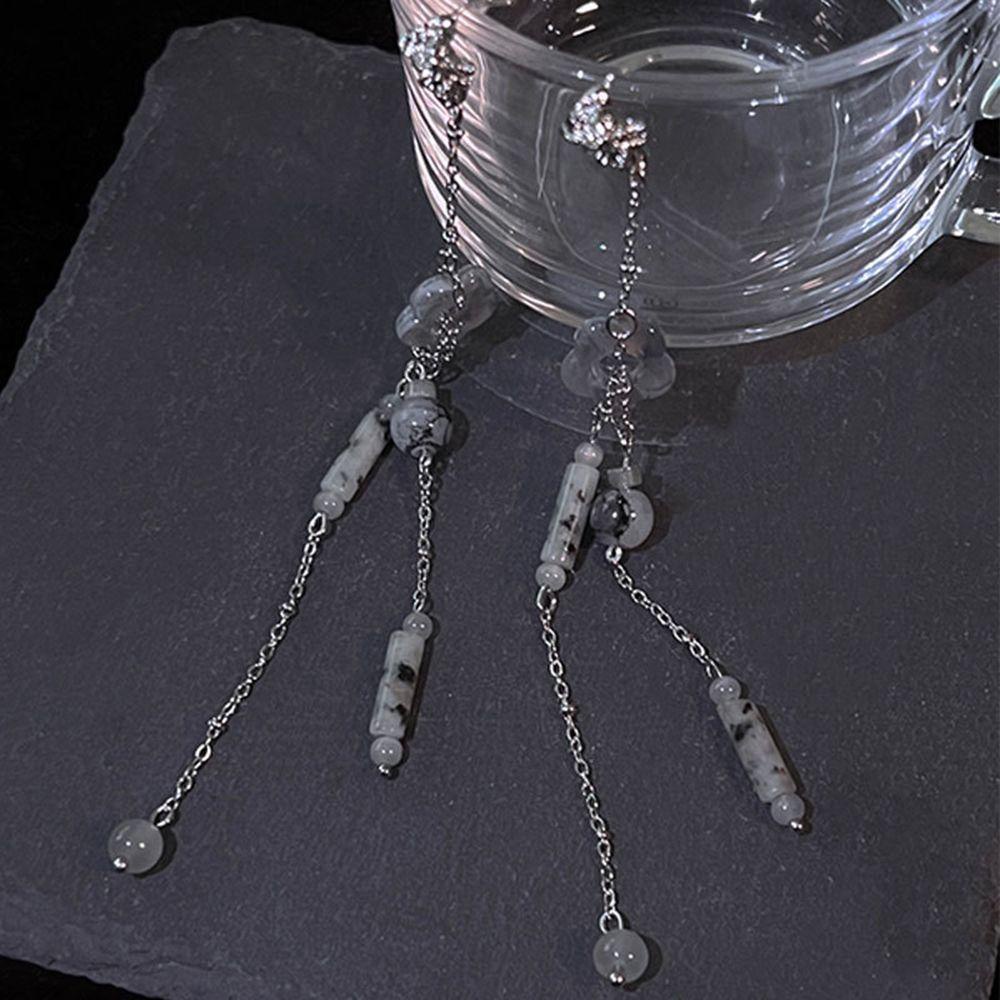 Khuyên Tai Lủng Lẳng Xỏ Hạt Hình Hoa Lá Phong Cách Trung Hoa Cho Nữ