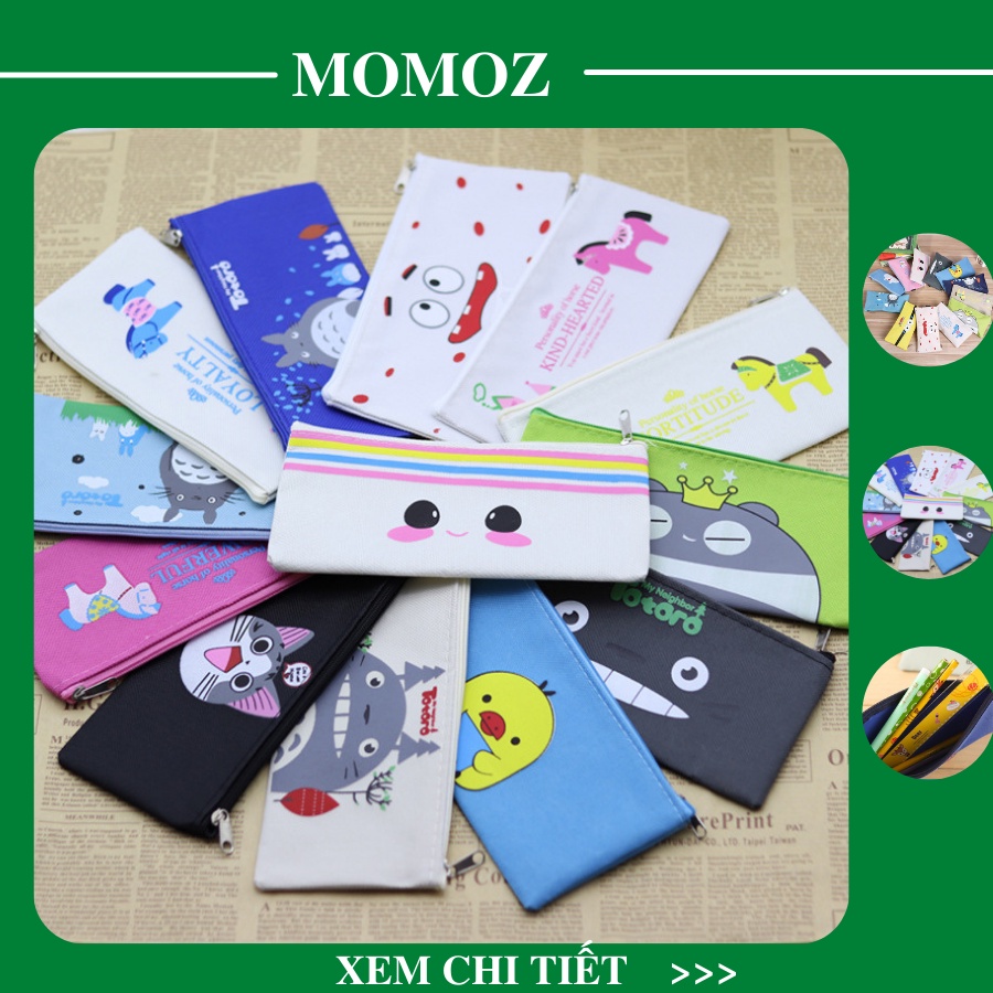Túi vải canvas đựng bút cao cấp phong cách Hàn Quốc nhiều hình cute-TV089-MomoZ