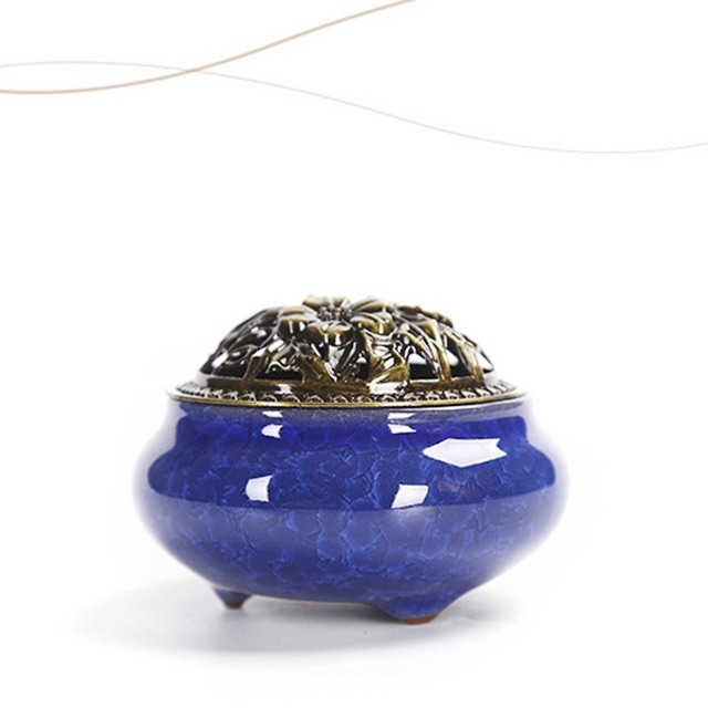 Lư Xông Trầm Hương Nắp Đồng - Tặng Kèm 1 hộp nụ trầm hương