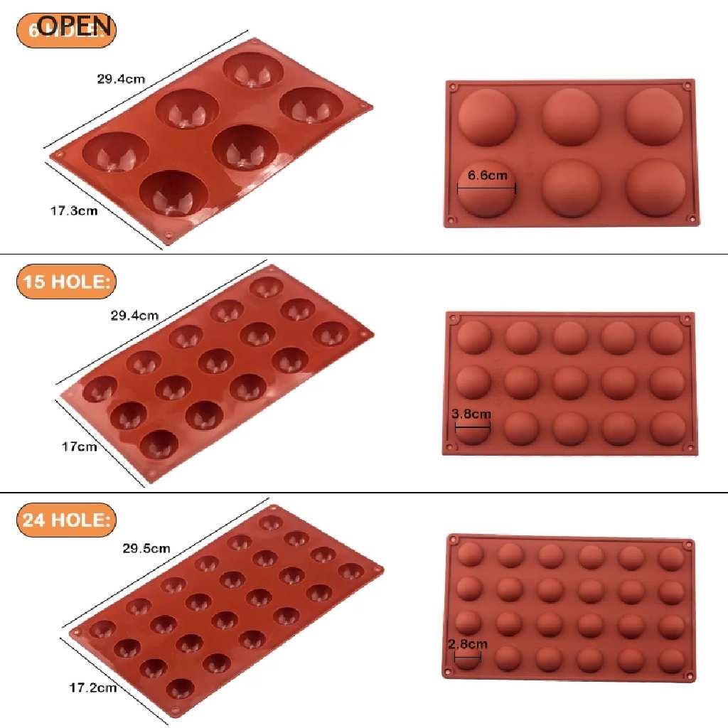 op Round Shape Cake Mold Brown Half Ball Sphere Silicone Chocolate Dessert Mould my
