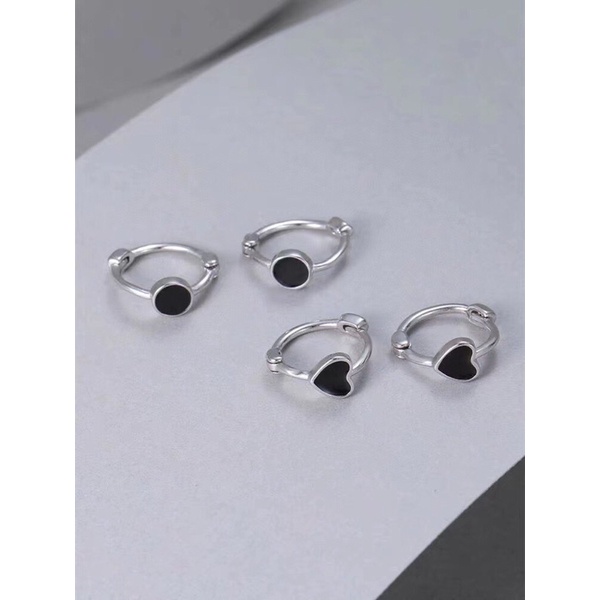 Bông tai ngôi sao bạc 925 khoen tròn bấm Minh Tâm Jewelry