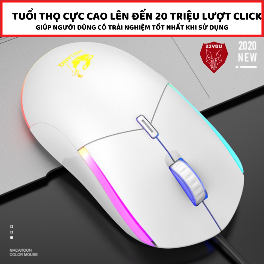 Chuột gaming có dây ZIYOU V7 có đèn led RGB cực đẹp, 3 chế độ dpi phù hợp dùng văn phòng, chơi game cực đã cho máy tính