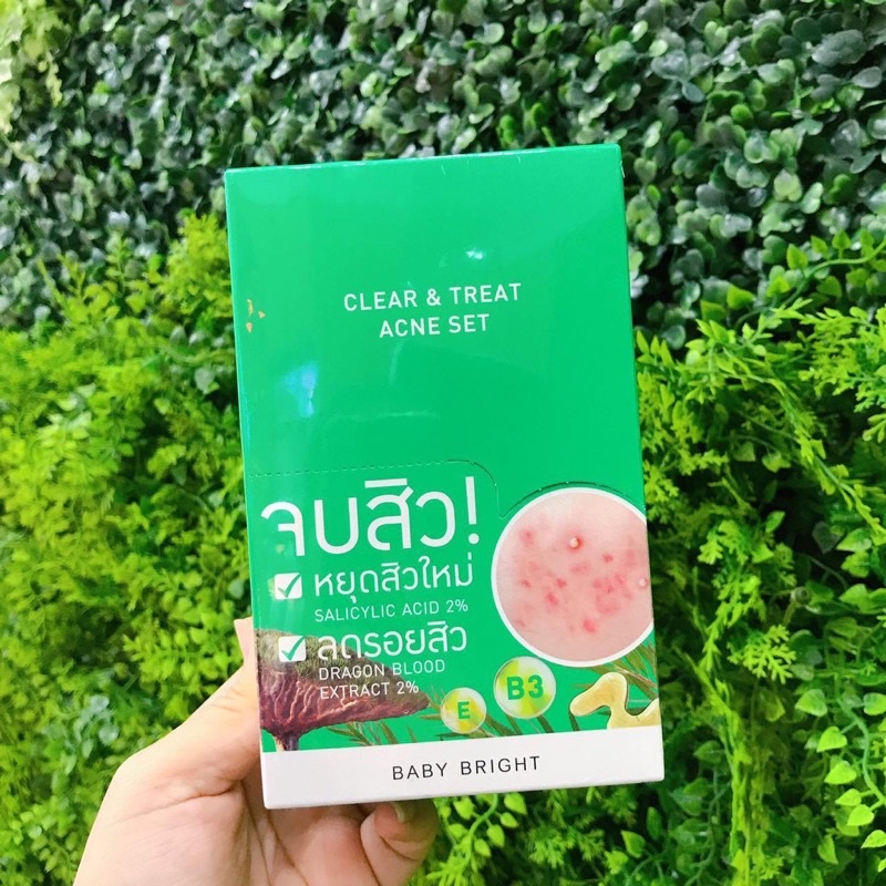 Set Loại Bỏ Mụn Cấp Tốc 2 In 1 Clear & Treat Acne Set Baby Brigh Thái Lan