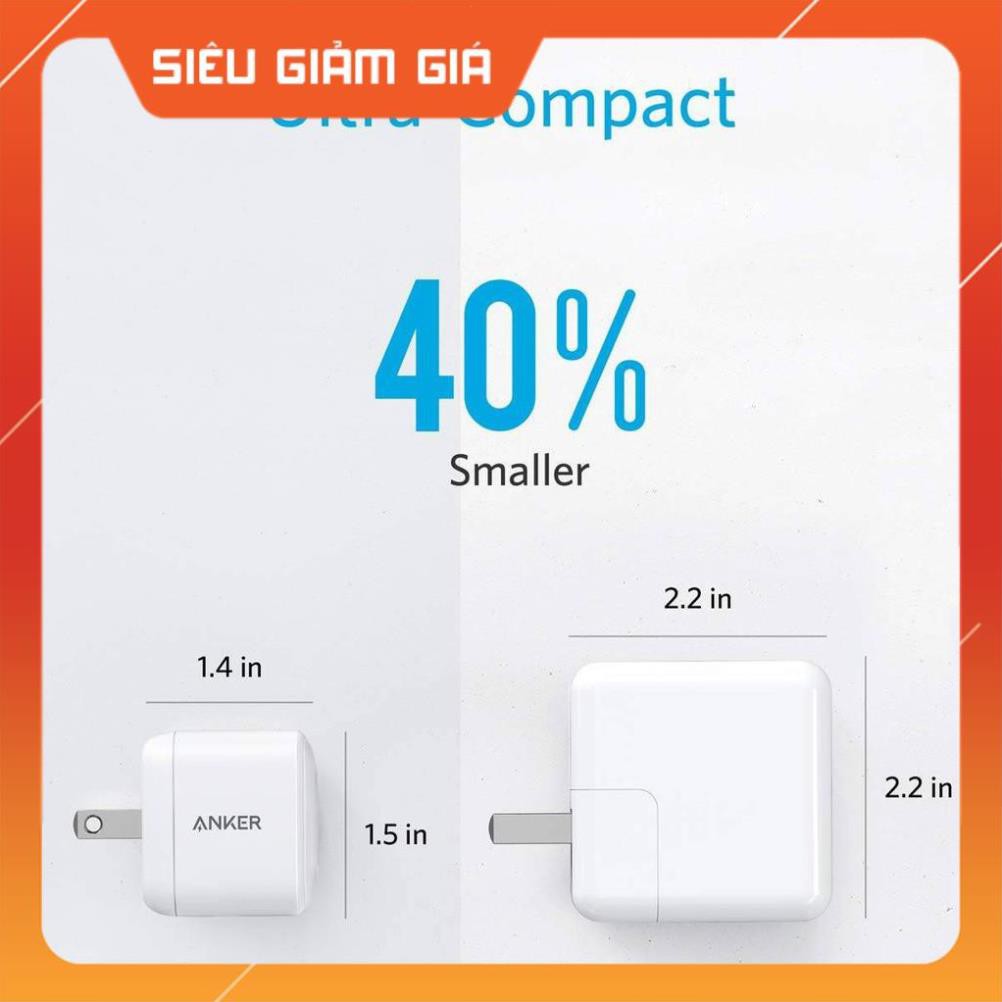 Cóc củ sạc nhanh PD Type-C 30W công nghệ PowerIQ cho điện thoại / Macbook hiệu Anker PowerPort Atom PD 1