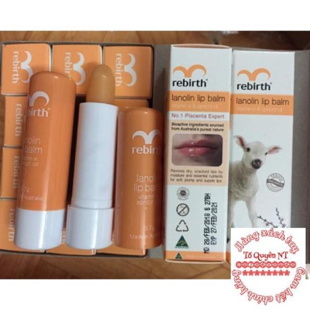 Son dưỡng môi chiết suất nhau thai cừu Rebirth Lanolin Lip Balm, Úc, mẫu mới 2018