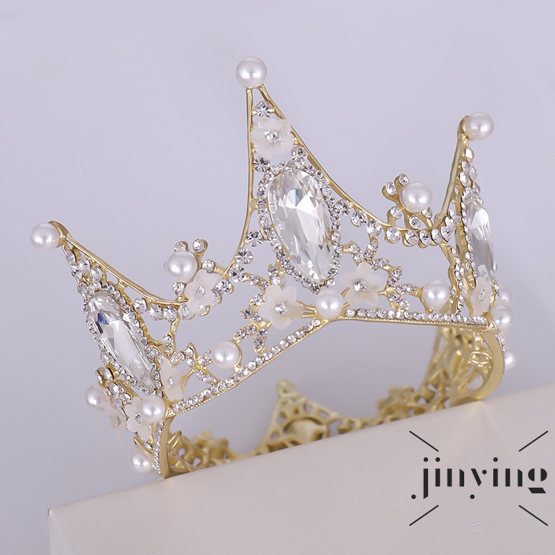 GETNOIVAS Vương miện ngọc trai pha lê phong cách Hàn Quốc thời trang