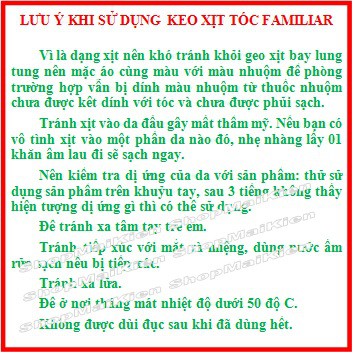 Keo xịt tóc màu Familiar 100ml | BigBuy360 - bigbuy360.vn