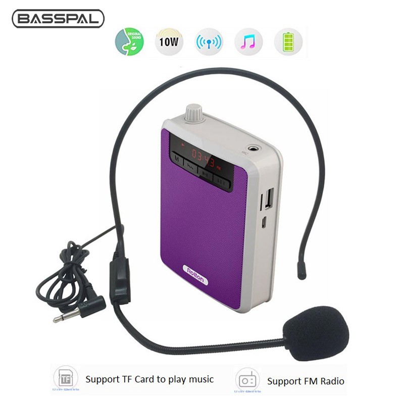 Loa Khuếch Đại Basspal K300 Loại Nhỏ Kèm Micro Và Cáp USB Hỗ Trợ Thẻ TF/Đài FM Cho Giáo Viên/Hướng Dẫn Viên