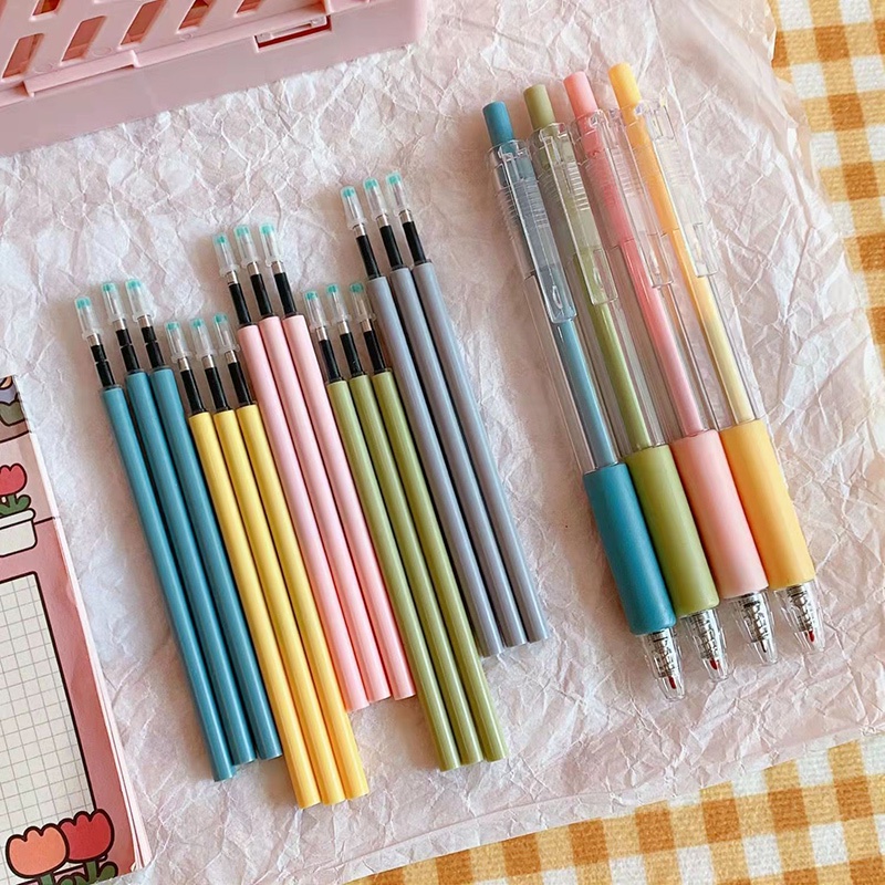 2Pens+10 Refills Bút Bi Mực Đen Ngòi 0.5Mm Thay Thế Cho Văn Phòng / Trường Học
