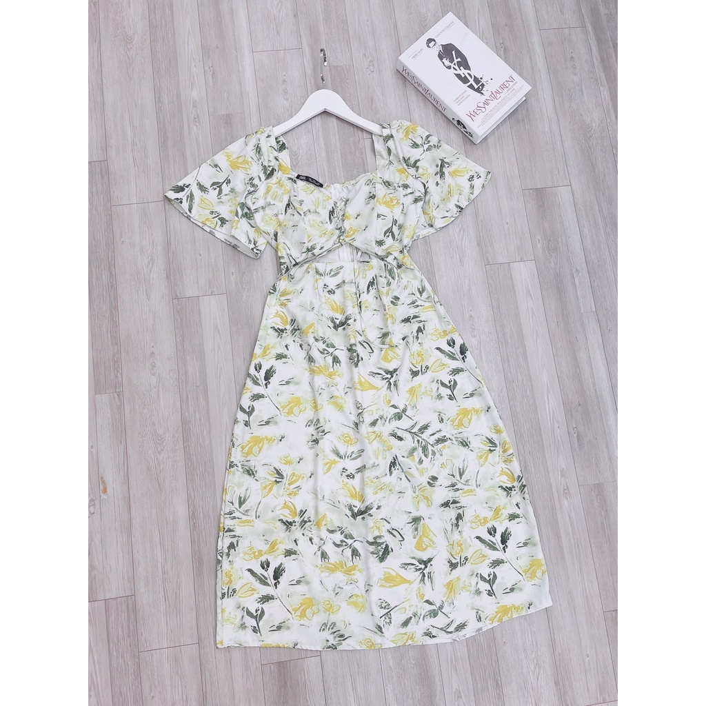 VÁY MAXI DÁNG DÀI CUTOUT HOA CÀNH CÚP NGỰC ĐAN DÂY SEXY ZARA
