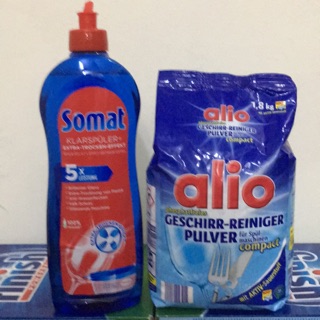Conbo gói bột rửa chén bát Alio và chai nước làm bóng somat 750 ml