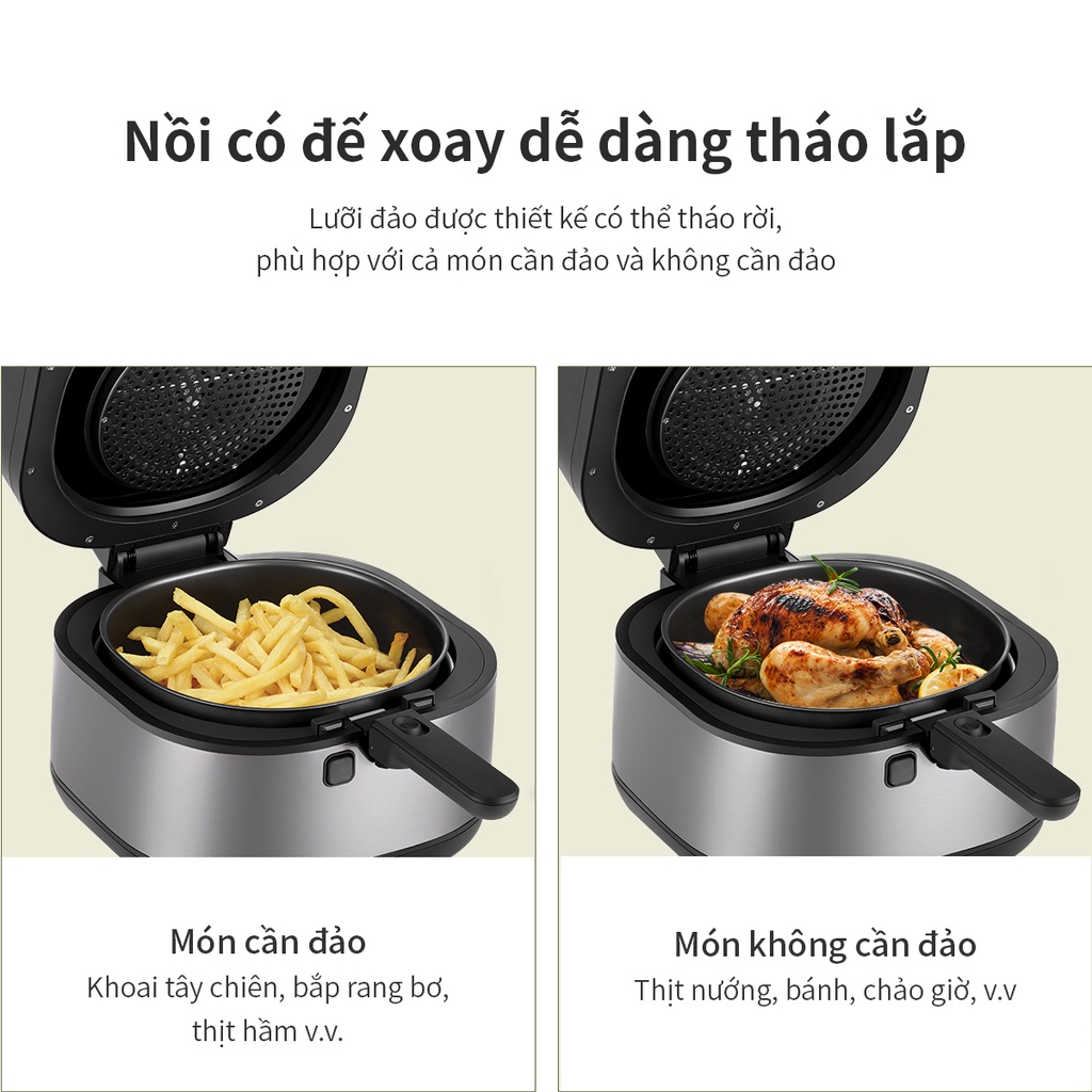 [Mã ELMALL1TR giảm 5% đơn 3TR] Nồi chiên không dầu Lock&Lock Visible Stirring Air Fryer 7.2L - màu đen EJF596BLK