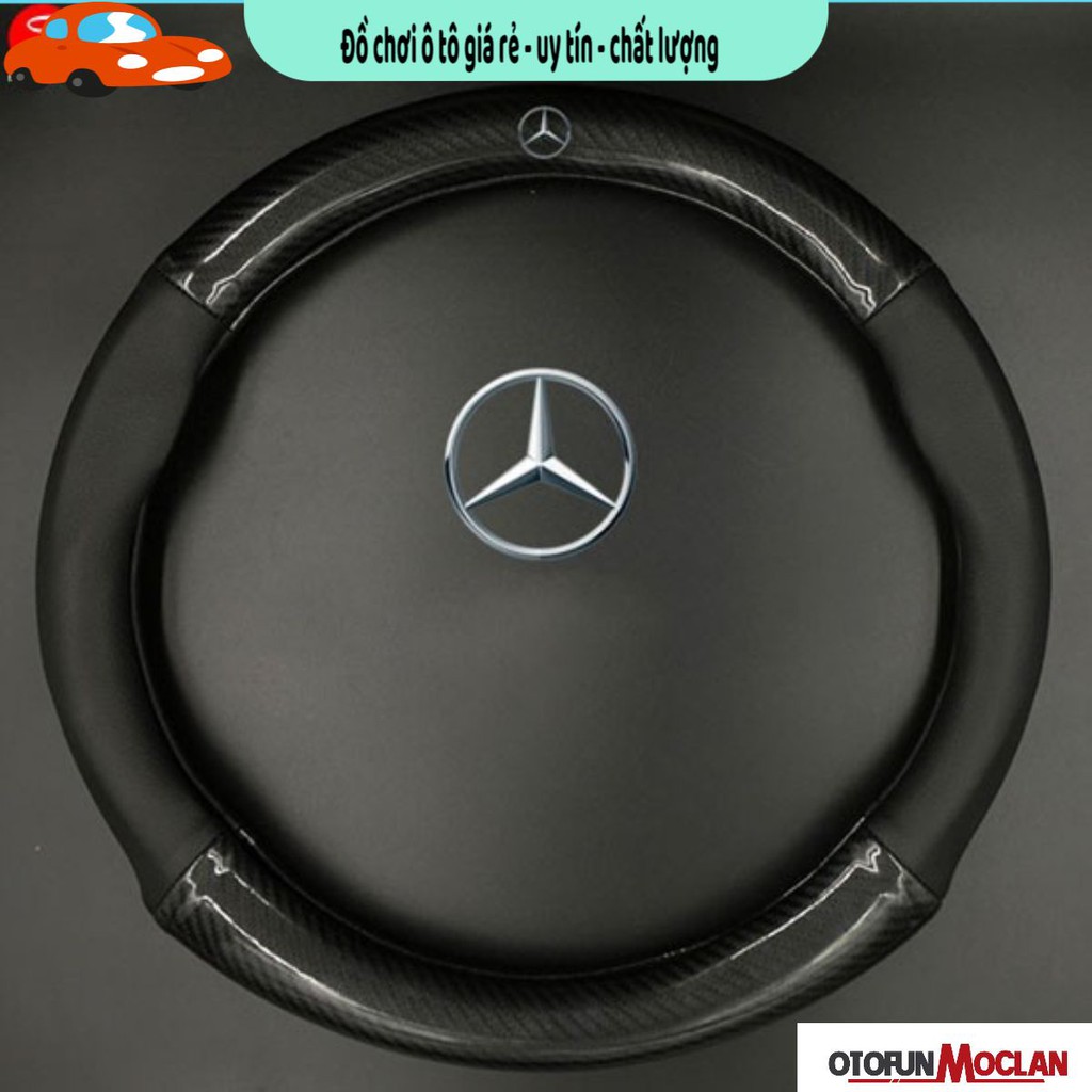 Bọc vô lăng, bọc da vô lăng carbon có logo Mercedes