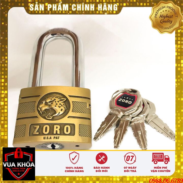 Ổ khóa cao cấp ZORO 6 phân,đầu báo,chìa kiếm ⚡FREE SHIP⚡ổ khóa bấm không cần chìa.Công nghệ Mỹ: chống cưa-chống rỉ sét