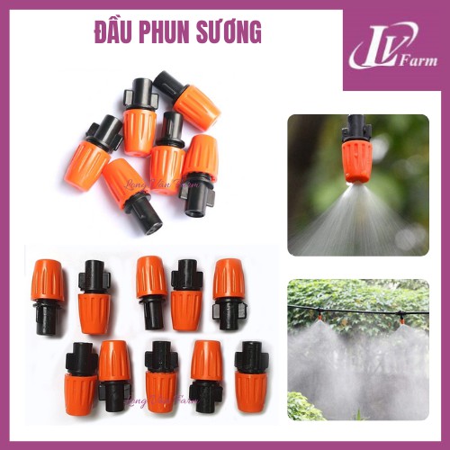 BÉC PHUN SƯƠNG 7 CỬA - Đầu Phun Nhựa Màu Cam, Chân Ren 21mm - Tưới Hoa Lan, Cây Cảnh, Vườn Rau