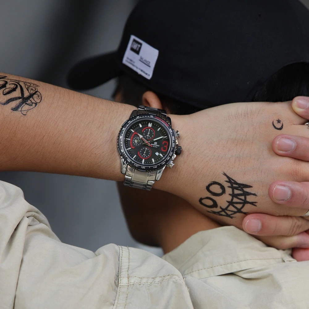 Naviforce Đồng Hồ Quartz Chronograph Chống Thấm Nước Chất Liệu Thép Không Gỉ Thời Trang Cho Nam 8017