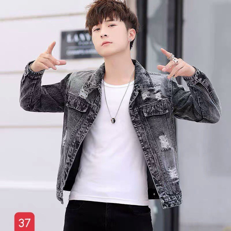 Áo Khoác Nam - Áo Khoác Jean Nam Chất Bò Đẹp Xanh Rách Hàng Hot Thời Trang .Hàng Xưởng Xuất ShopTcs 37