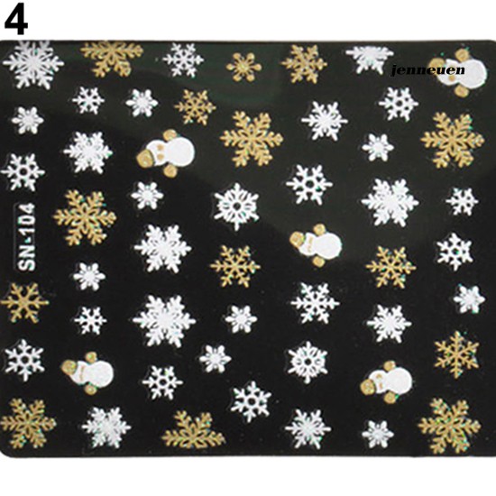 Hình dán trang trí móng tay họa tiết 3D chủ đề Giáng Sinh dễ thương