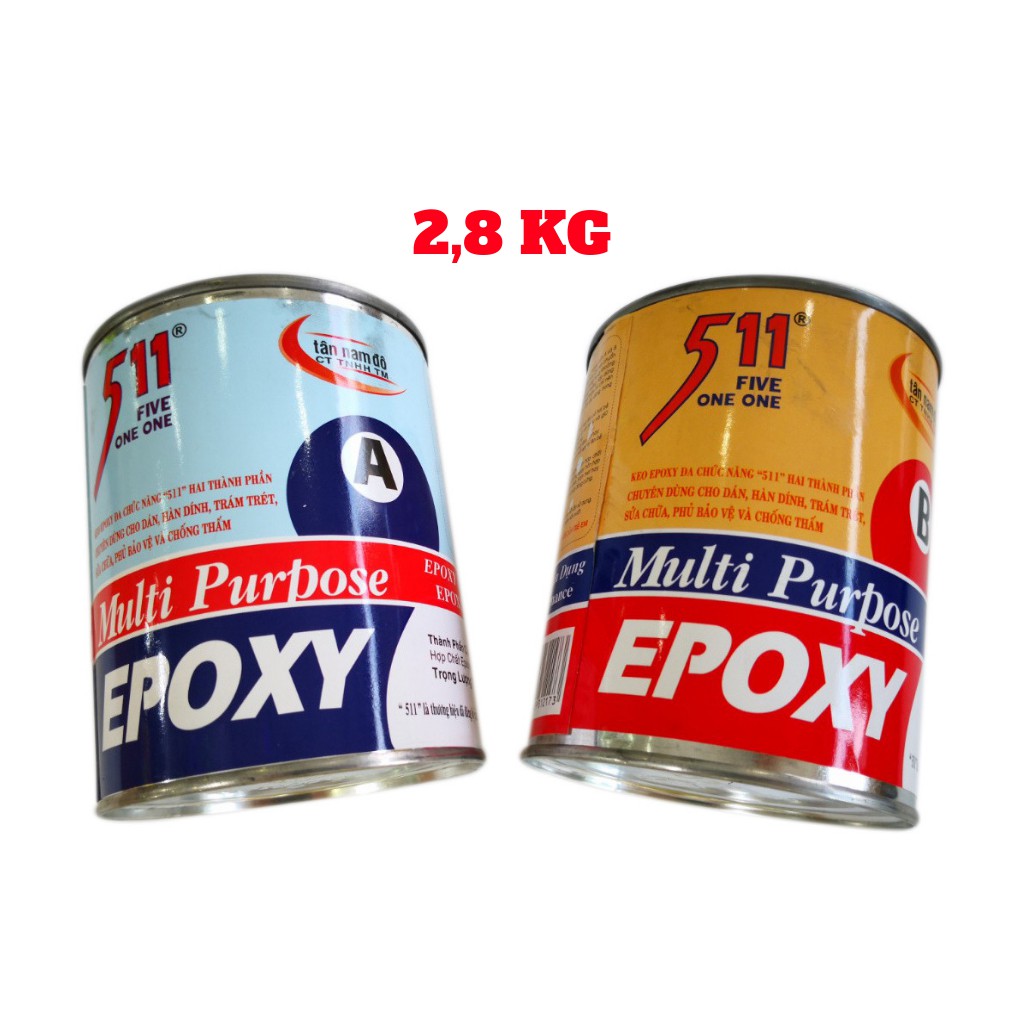 Keo A và B Epoxy 511 Dán Dá ,Dán Nhựa,Dán Kim Loại bộ 1,3 kg; 2,8kg - MSN388389