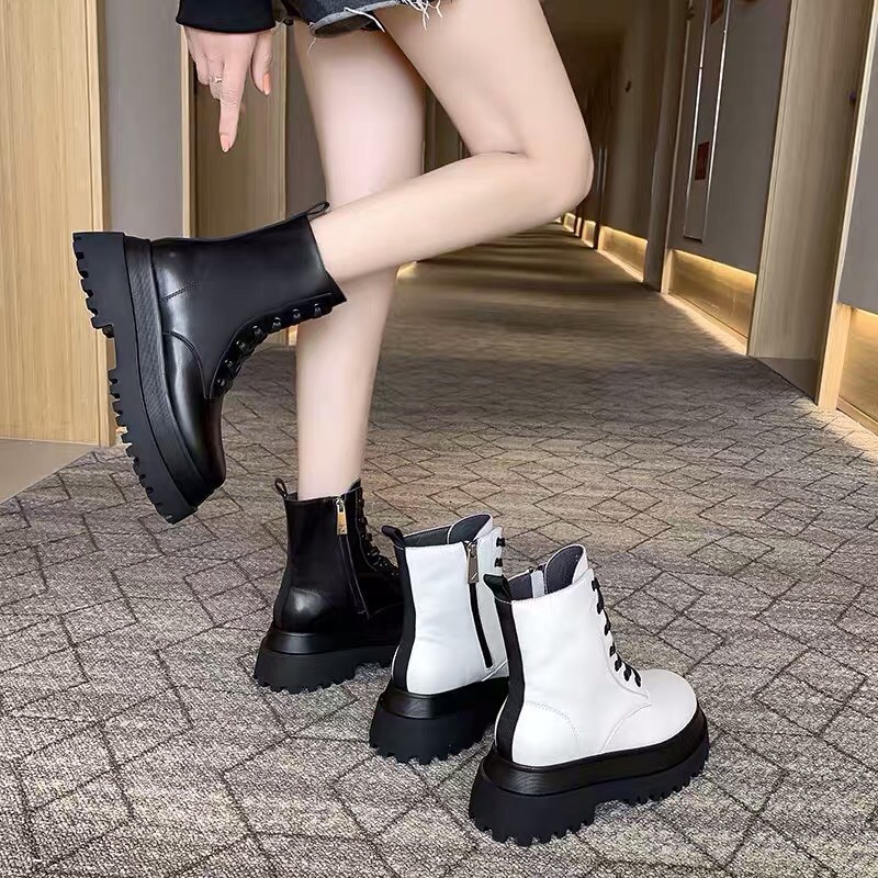 Sẵn, Bốt 2 lớp đế - CÓ KHOÁ KÉO | giày da
