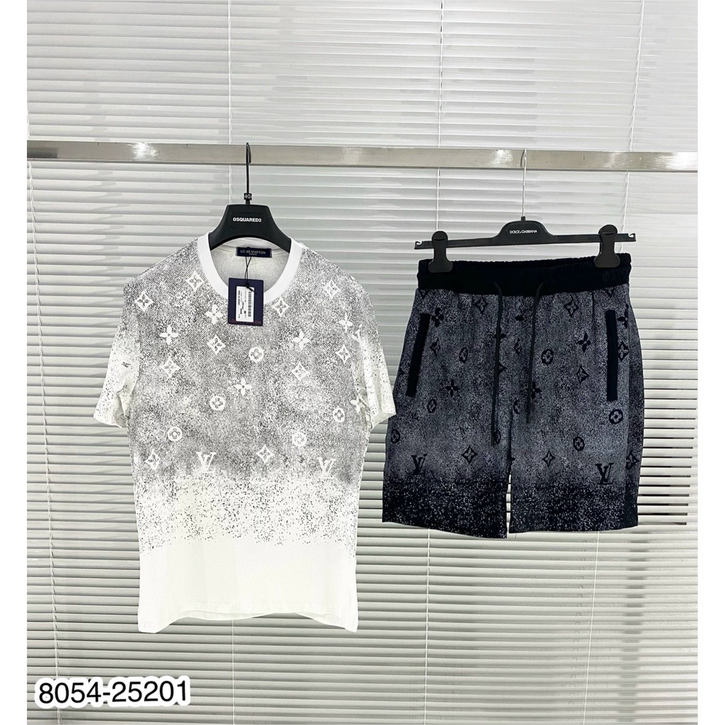 Bộ Quần Áo Nam Lv Họa Tiết Màu Loang Cực Chất - Đồ Bộ Nam Nữ Lv Chất Cotton Co Dãn Thoáng Mát DT STORE MENWEAR