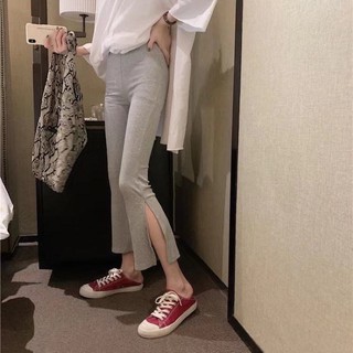 Quần nữ ống rộng cắt xẻ quần ống loe cạp cao mỏng mùa xuân và mùa hè