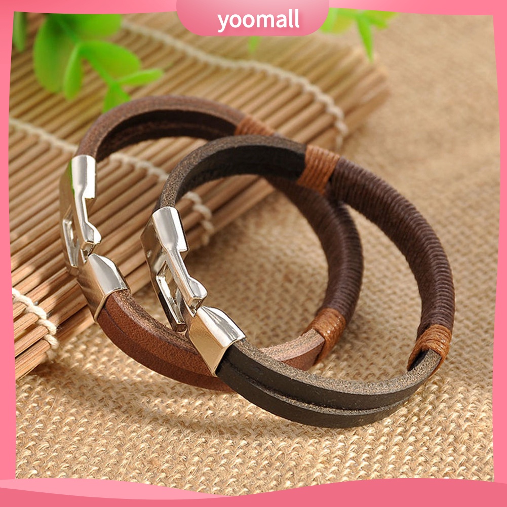 Vòng Tay Giả Da Bản To Phối Khóa Hợp Kim Phong Cách Cổ Điển Cho Nam
