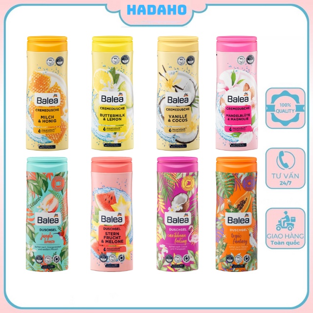 Sữa tắm trắng da Balea Đức 300ml cấp ẩm, da sáng, căng mịn, hương thơm lâu