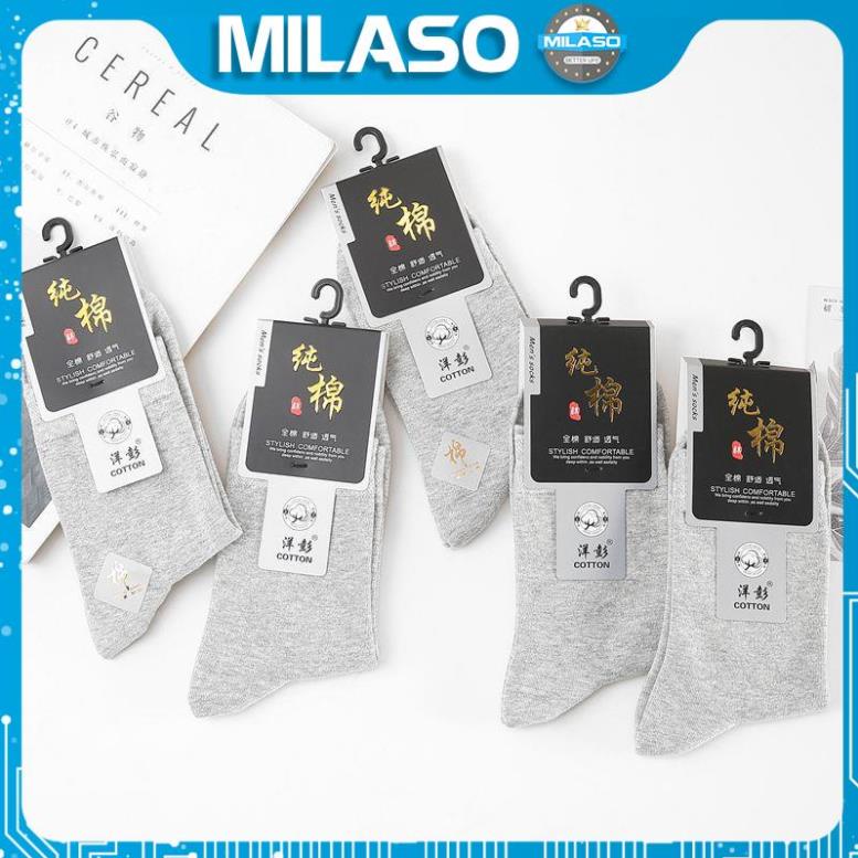 Tất nam cổ cao MILASO vớ nam cotton co giãn đàn hồi đi làm, đi chơi, tập thể thao chạy bộ, gym đa năng FAS-001330